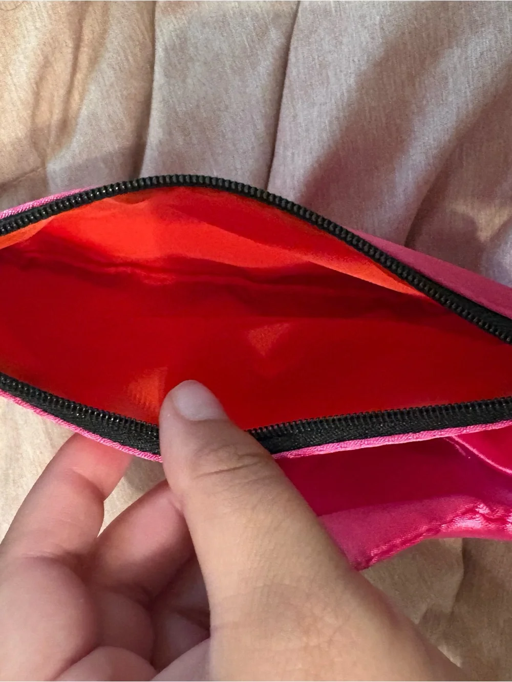 ipsy Hot Pink Satin Bow Cosmetic Bag